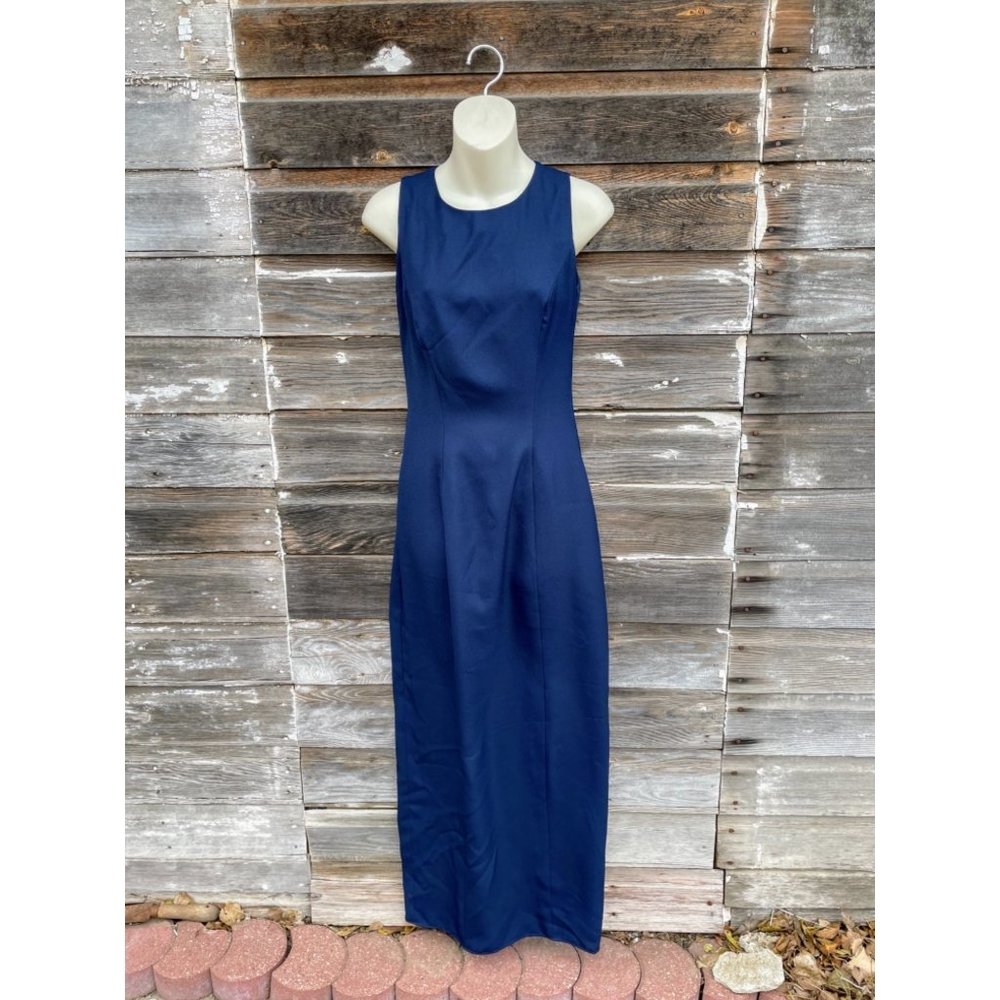 Vintage 1980s Blue Formal Dress Bows XS Alfred Angelo